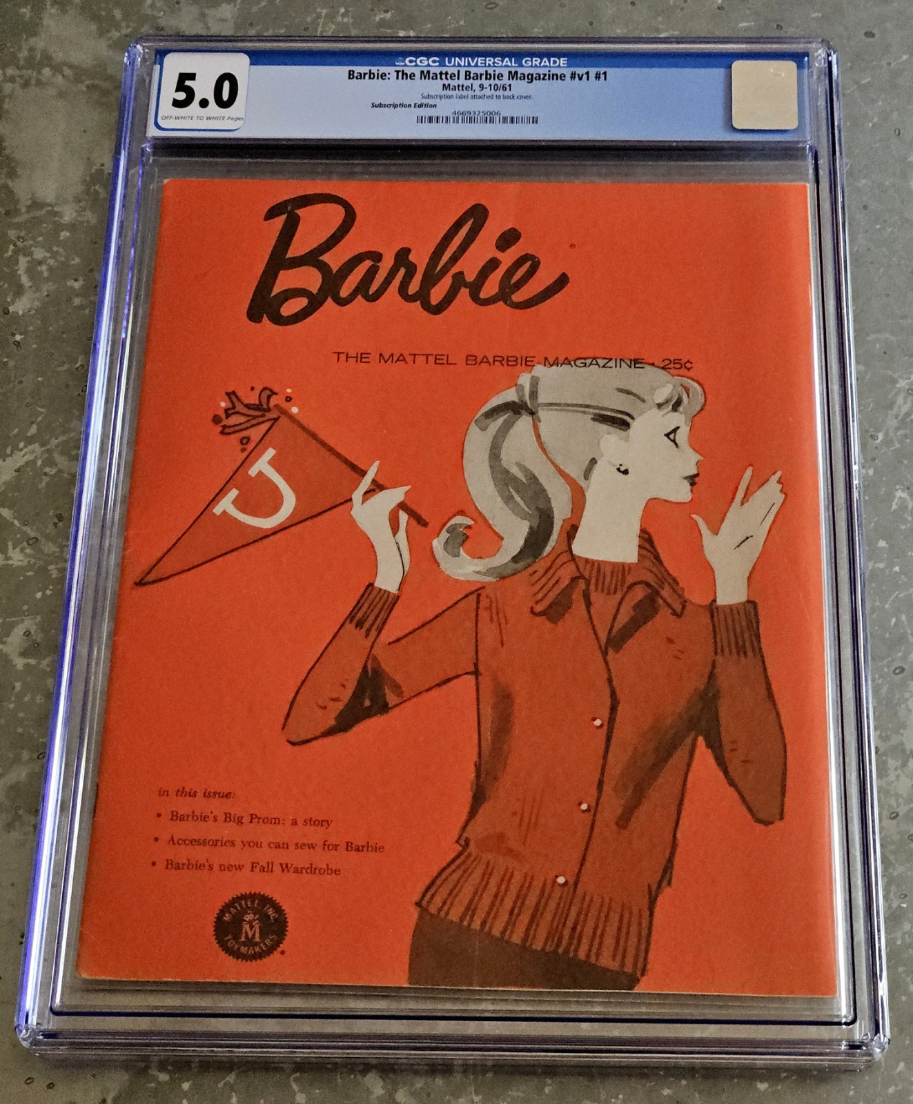⛱️BARBIE💘: The Mattel Barbie Magazine #1👙- CGC 5.0🔥FIRST BARBIE✨TOP POP✨