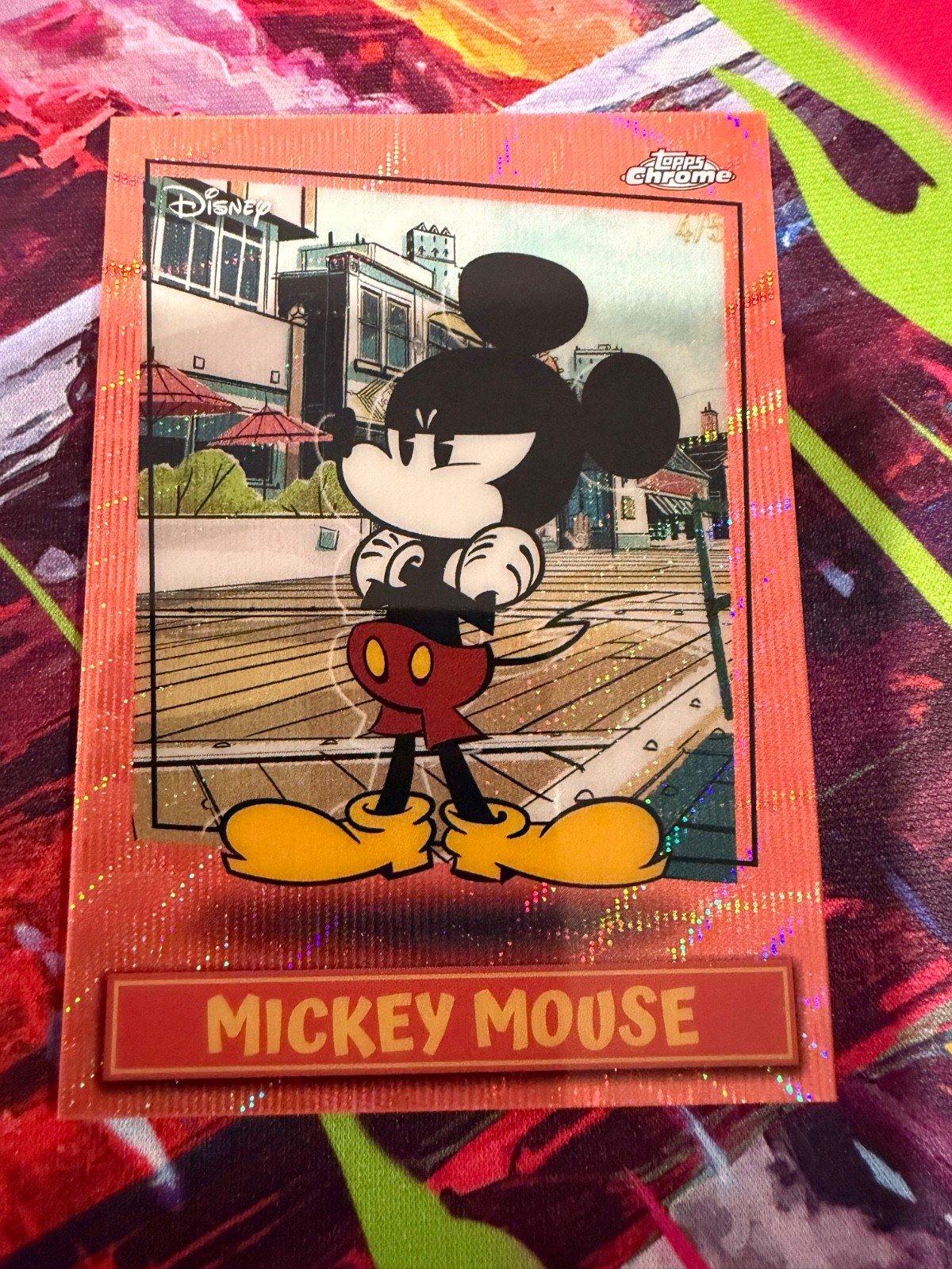 2026 Topps Disney Neon Mickey Mouse Topps Chrome MMSP-3Red Wave 4/5
