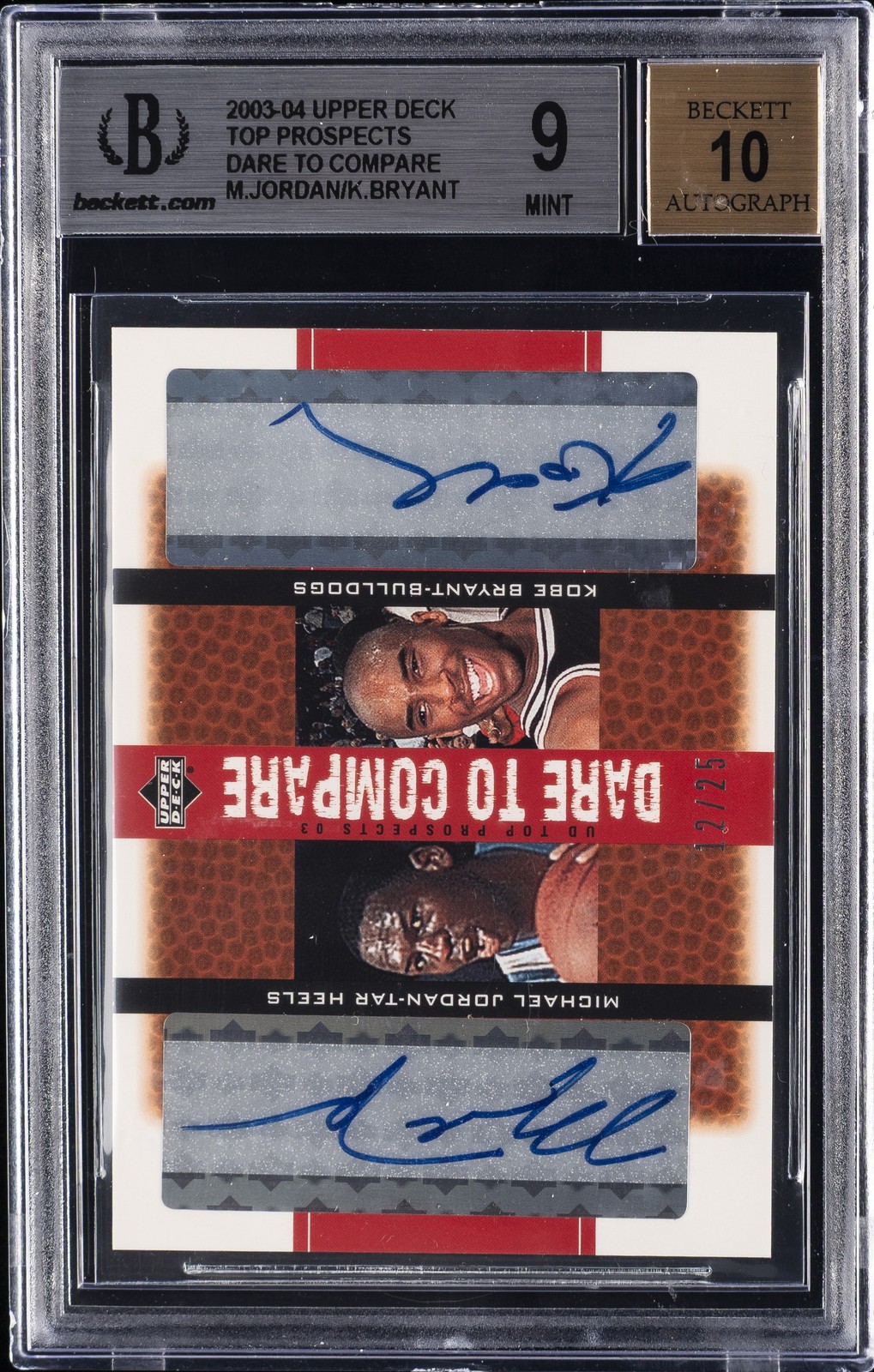 2003-04 UD TOP PROSPECTS DARE TO COMPARE #DC-MJ/KB M. JORDAN/K. BRYANT BGS 9