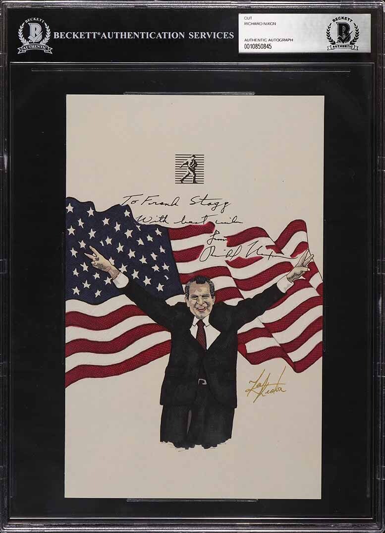 Richard Nixon Signed Auto US President Original Art Sketch Card Portrait 1/1 BAS