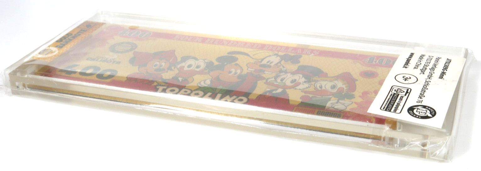 PRL) DISNEY MOUSE GOLD BANKNOTE 400 FOUR HUNDRED DOLLARS STATE CALISOTA COA