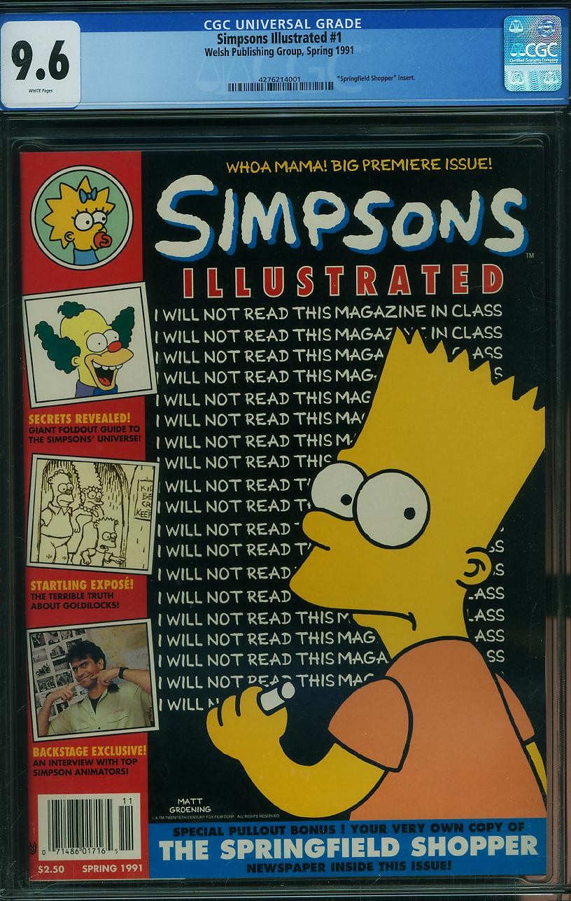 1991 SIMPSONS ILLUSTRATED CGC 9.6 NEWSSTAND HIGHEST GRADED 1ST SIMPSONS GRAIL 1991 SIMPSONS ILLUSTRATED CGC 9.6 NEWSSTAND HIGHEST GRADED 1ST SIMPSONS GRAIL