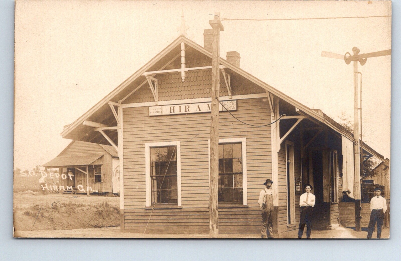 RPPC Real Photo Postcard Georgia Hiram Southern & SAL Union Railroad Depot RPPC Real Photo Postcard Georgia Hiram Southern & SAL Union Railroad Depot