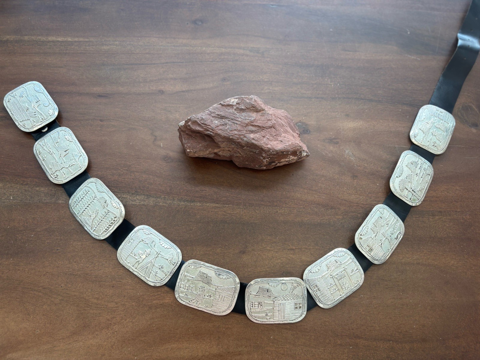 Navajo Storyteller Concho Belt Native Stamped Sterling Silver Eugene Belone