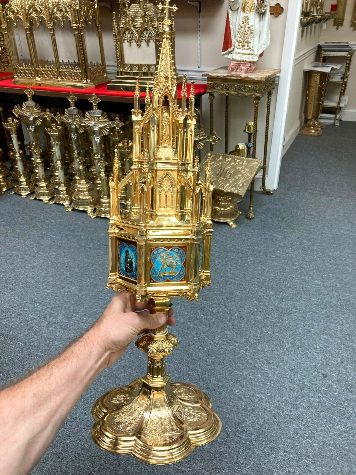Beautiful 120 Year Old Ornate Enameled Gothic Ciborium (AH1111) Chalice Co. Beautiful 120 Year Old Ornate Enameled Gothic Ciborium (AH1111) Chalice Co.