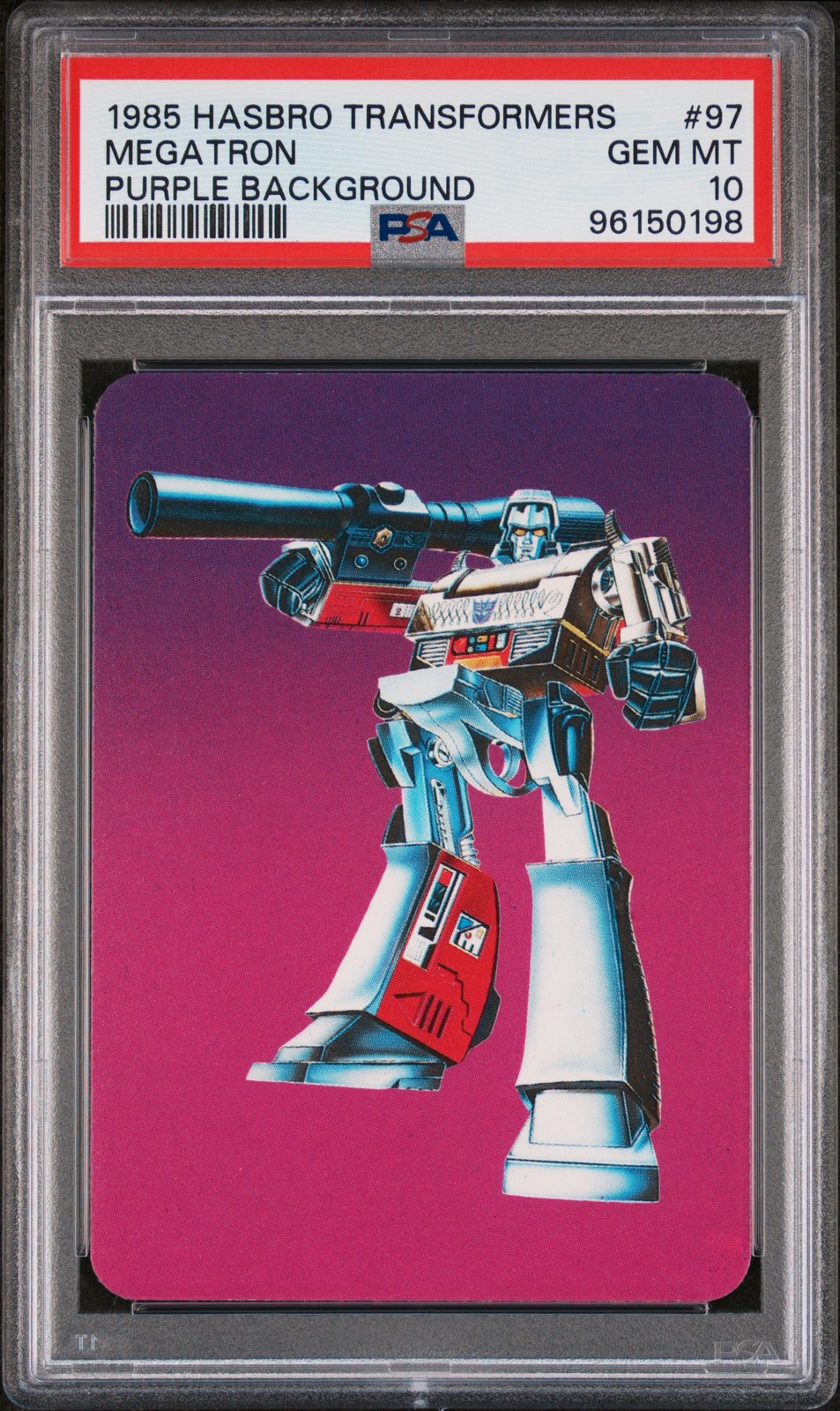 1985 HASBRO TRANSFORMERS PURPLE BACKGROUND #97 MEGATRON PSA 10 1985 HASBRO TRANSFORMERS PURPLE BACKGROUND #97 MEGATRON PSA 10