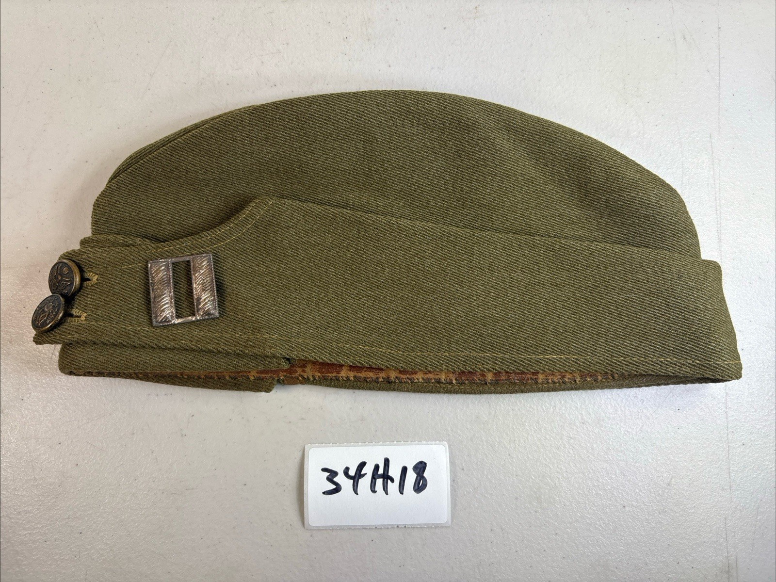WW1 Captains Overseas Cap British Pattern w/Insignia Vintage Military 34H18