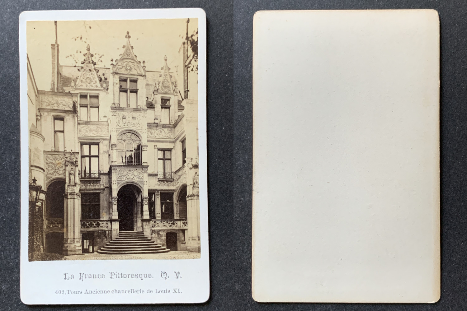 France, Tours, former chancellery of Louis XI, circa 1870 vintage cdv albumen