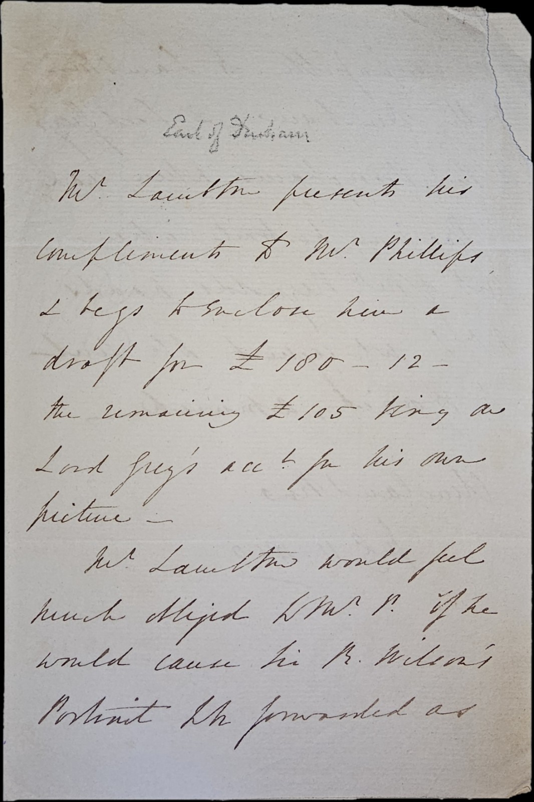 1820 ALS John George Lambton, 1st Earl of Durham to Thomas Phillips – Lord Grey
