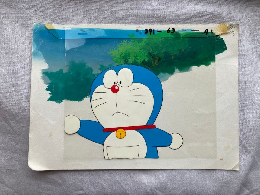 vintage Doraemon cell painting with background #878b02 vintage Doraemon cell painting with background #878b02