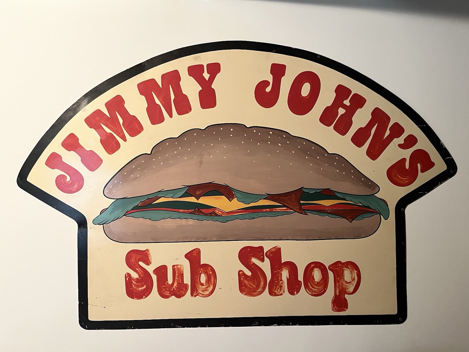 Vintage 1983 ORIGINAL Jimmy Johns Hand Painted Sign Photo Matched Charleston IL Vintage 1983 ORIGINAL Jimmy Johns Hand Painted Sign Photo Matched Charleston IL
