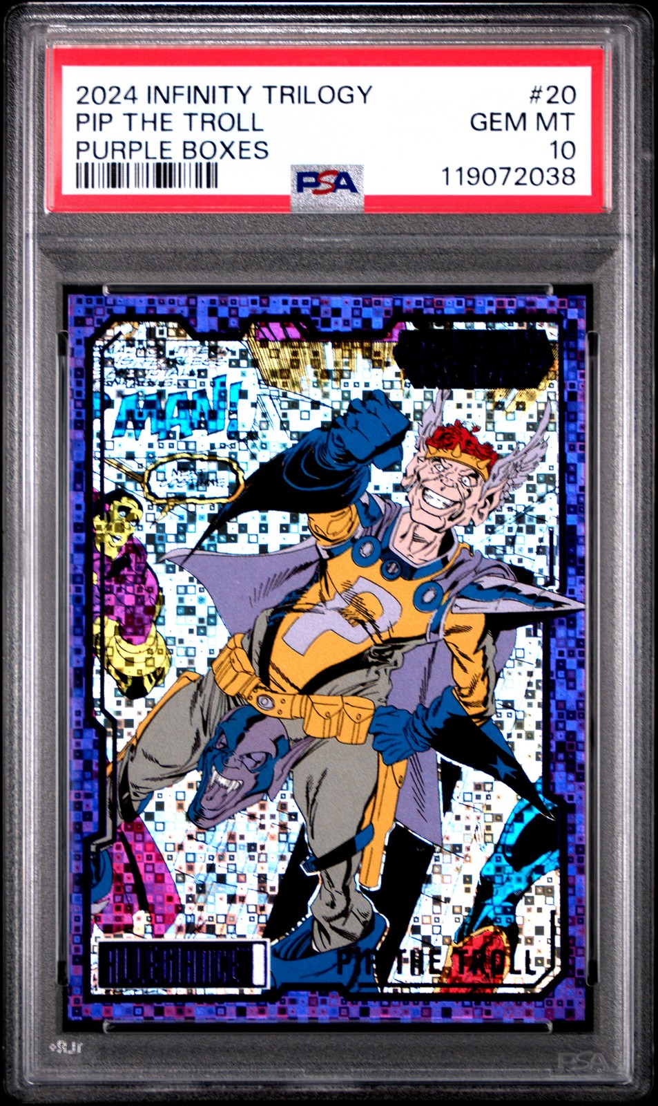 2024 UD MARVEL ALLEGIANCE THE INFINITY TRILOGY #20 PIP THE TROLL 11/99 PSA 10 2024 UD MARVEL ALLEGIANCE THE INFINITY TRILOGY #20 PIP THE TROLL 11/99 PSA 10