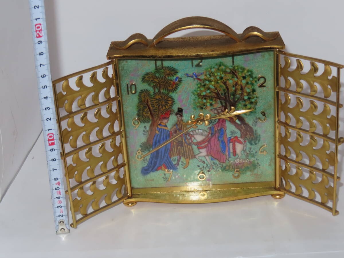 Vintage Imhof Shippo Gold Table Clock Hand-Wound Spring-Driven Very Rare Vintage Imhof Shippo Gold Table Clock Hand-Wound Spring-Driven Very Rare