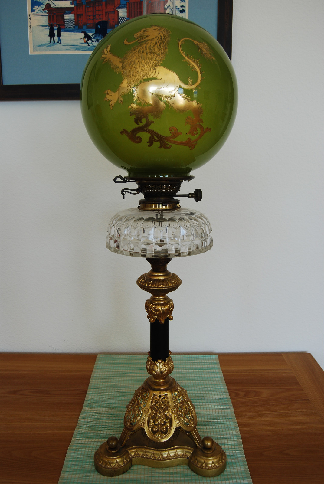  GWTW ANTIQUE GONE WITH THE WIND OIL KEROSENE BANQUET PIANO PARLOR OLD LION LAMP