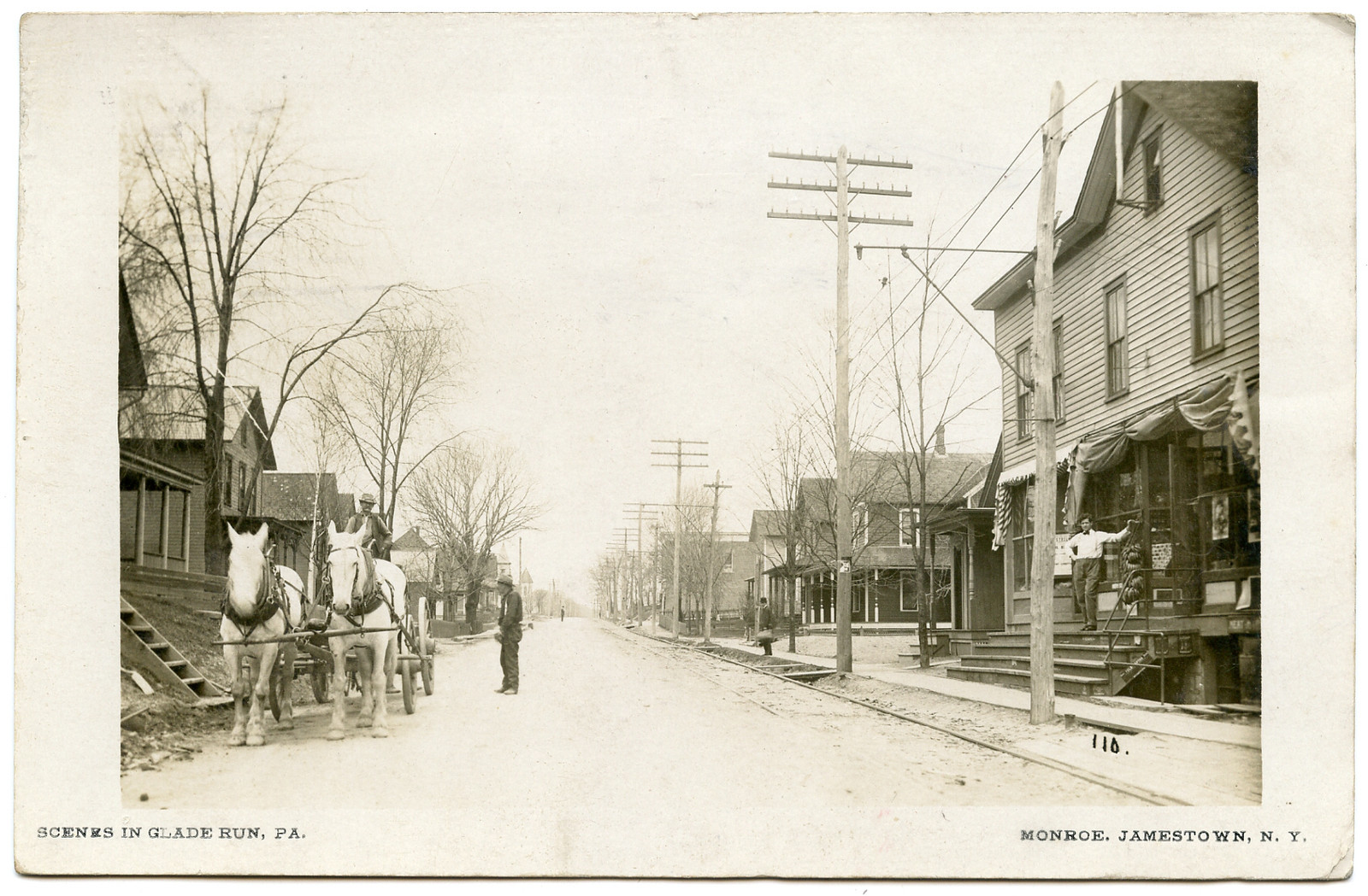 RPPC Pa Glade Run Street Scene Horse Drawn Wagon 1909 RPPC Pa Glade Run Street Scene Horse Drawn Wagon 1909