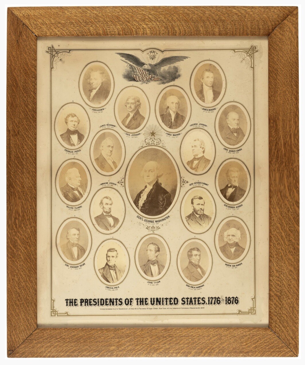 1876 United States Presidents Elaborate Photo Display EXTRAORDINARY and RARE 1876 United States Presidents Elaborate Photo Display EXTRAORDINARY and RARE