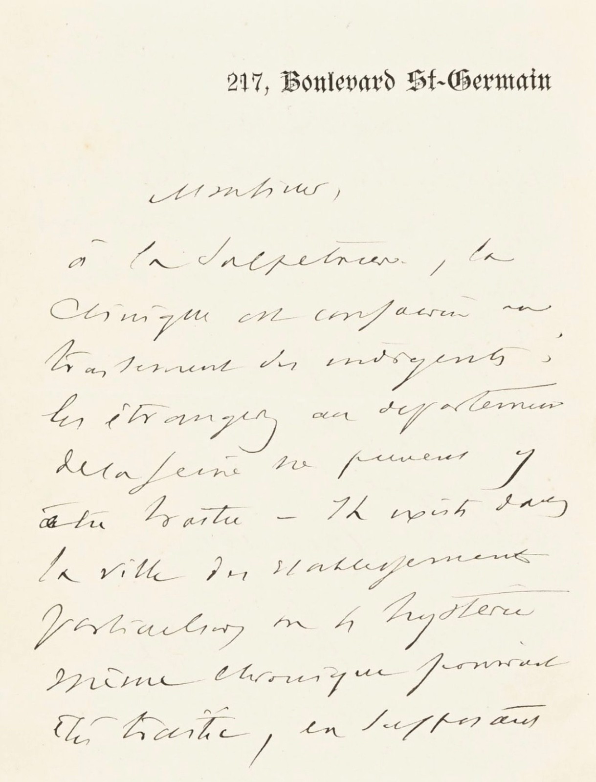 Jean-Martin CHARCOT - Signed Autograph Letter on Hysteria and Salpêtrière Jean-Martin CHARCOT - Signed Autograph Letter on Hysteria and Salpêtrière