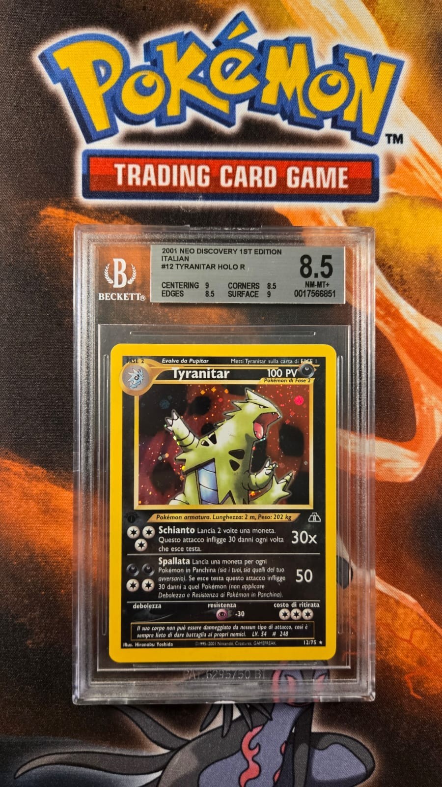 Tyranitar 12/75 1st Edition Italian Neo Discovery Holo BGS 8.5 Pokemon WOTC Tyranitar 12/75 1st Edition Italian Neo Discovery Holo BGS 8.5 Pokemon WOTC