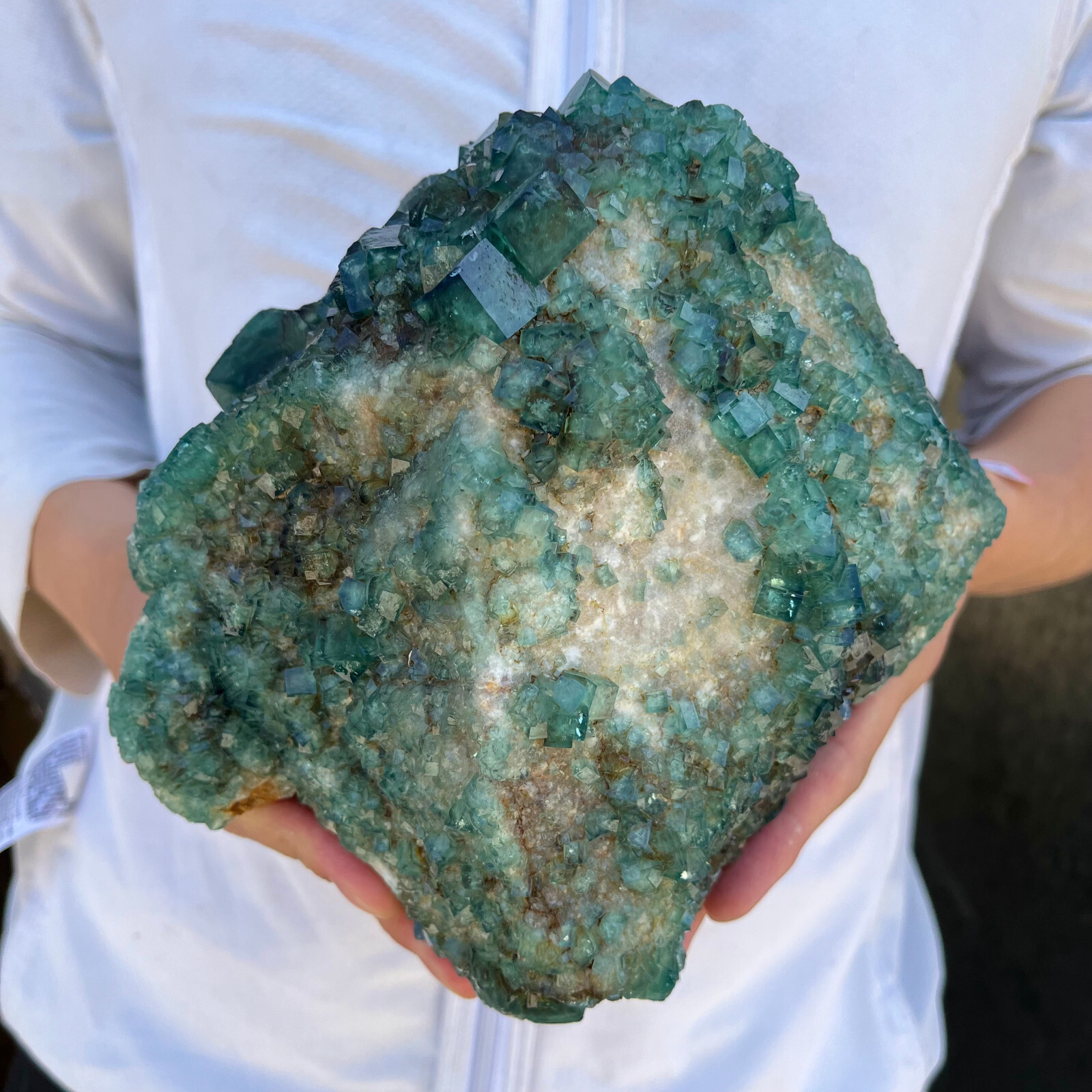 9.7lb Large NATURAL Green Cube FLUORITE Quartz Crystal Cluster Mineral Specimen