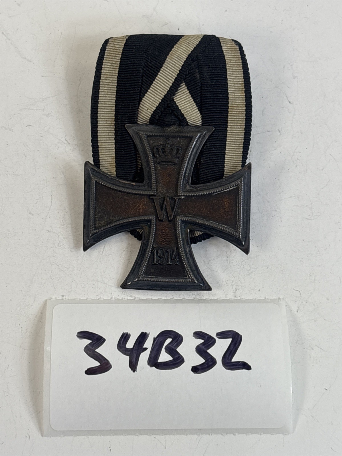 WW1 German Iron Cross 2nd Class W Prussia Medal Ribbon 34B32 WW1 German Iron Cross 2nd Class W Prussia Medal Ribbon 34B32