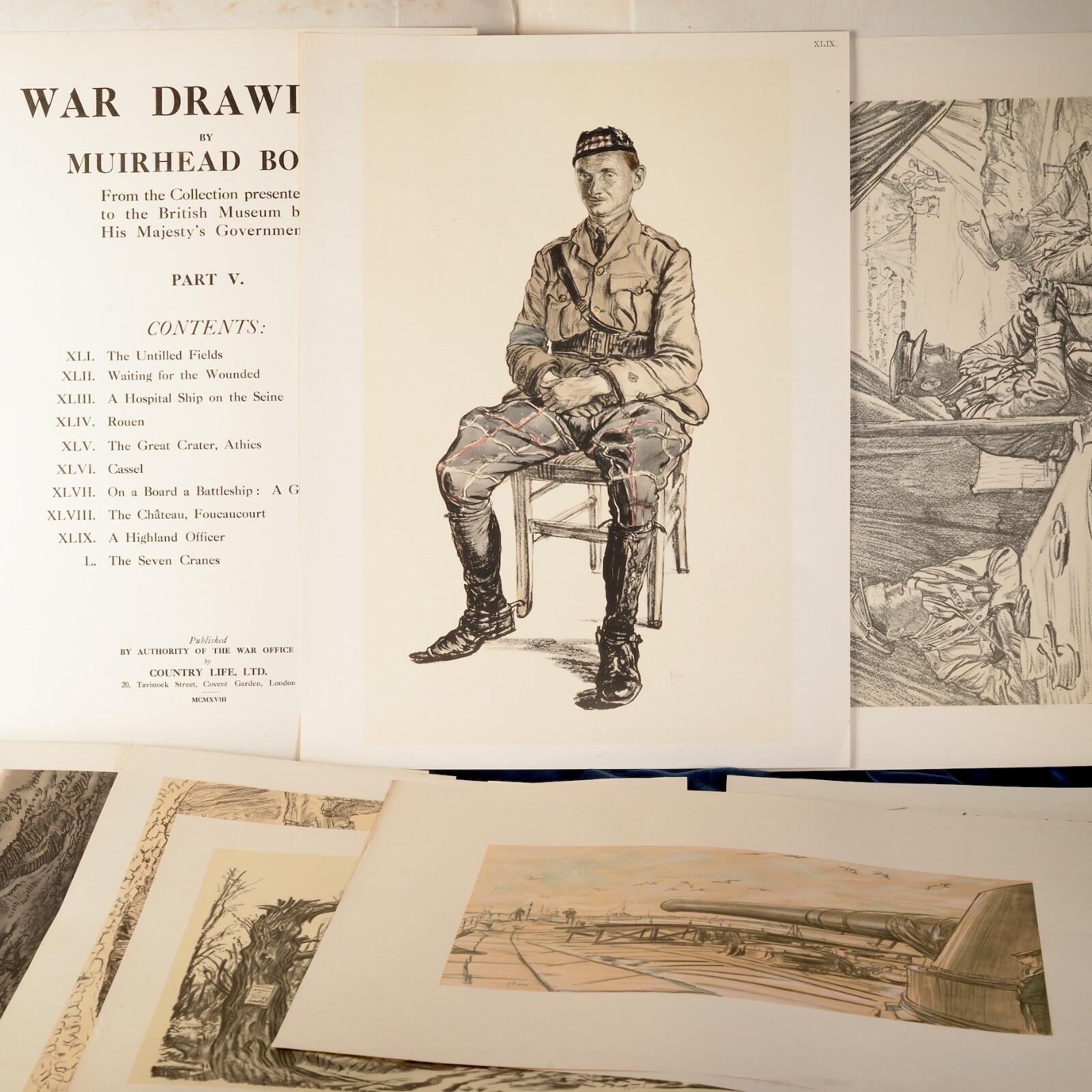 Rare War Drawings Muirhead Bone (1876-1953) 60 Original Lithographs WW1 1917 Rare War Drawings Muirhead Bone (1876-1953) 60 Original Lithographs WW1 1917