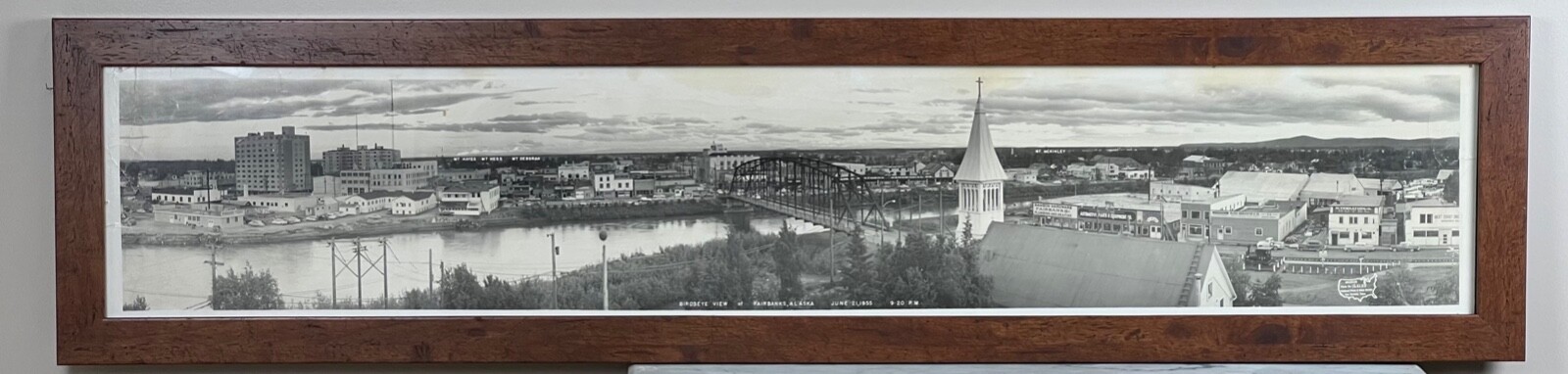 Framed Panoramic Photograph of Fairbanks Alaska c. 1955 Framed Panoramic Photograph of Fairbanks Alaska c. 1955