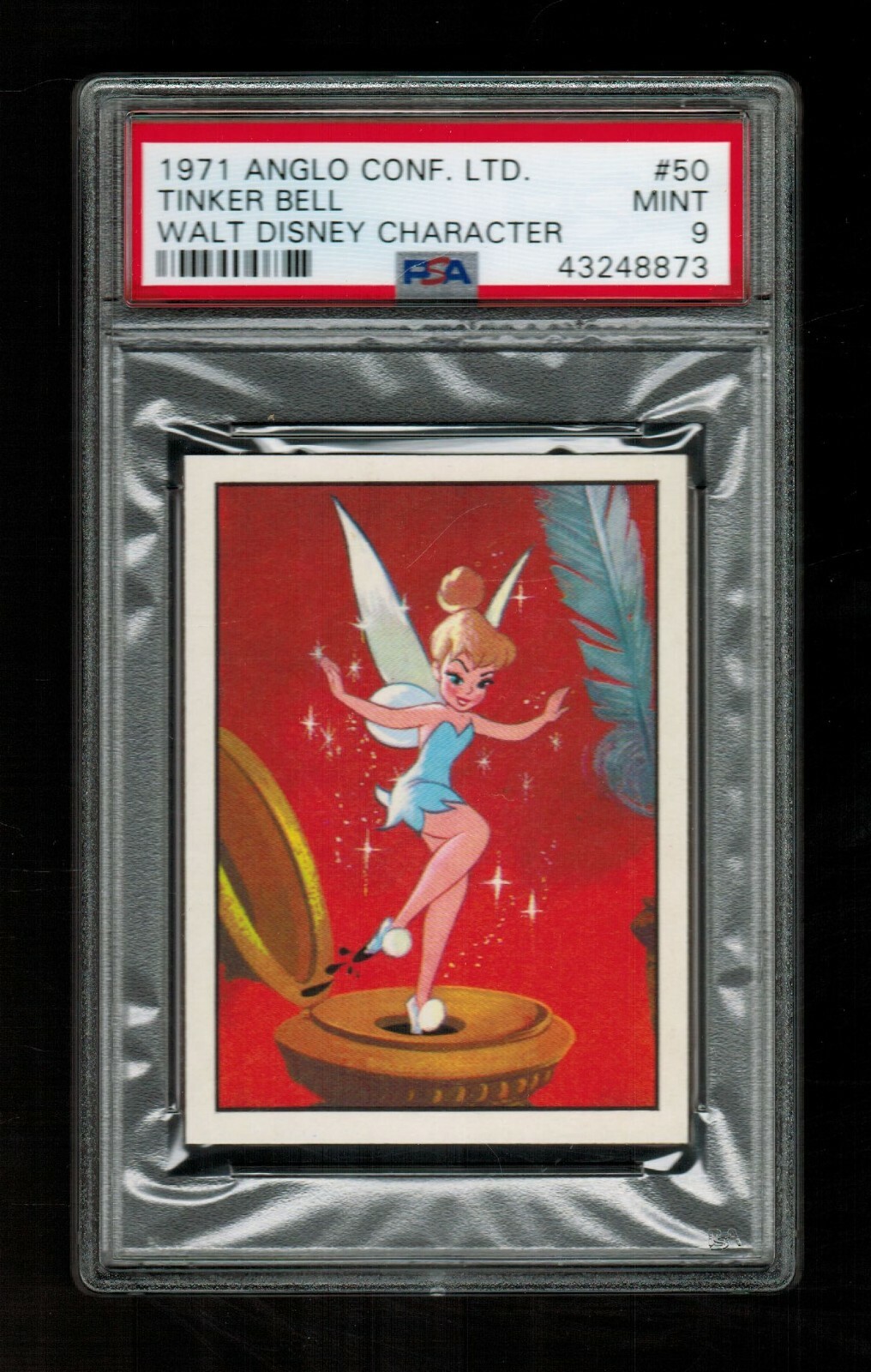 PSA 9  TINKERBELL 1971 Anglo Confectionery Card #50 2nd Highest Grade BEAUTIFUL 