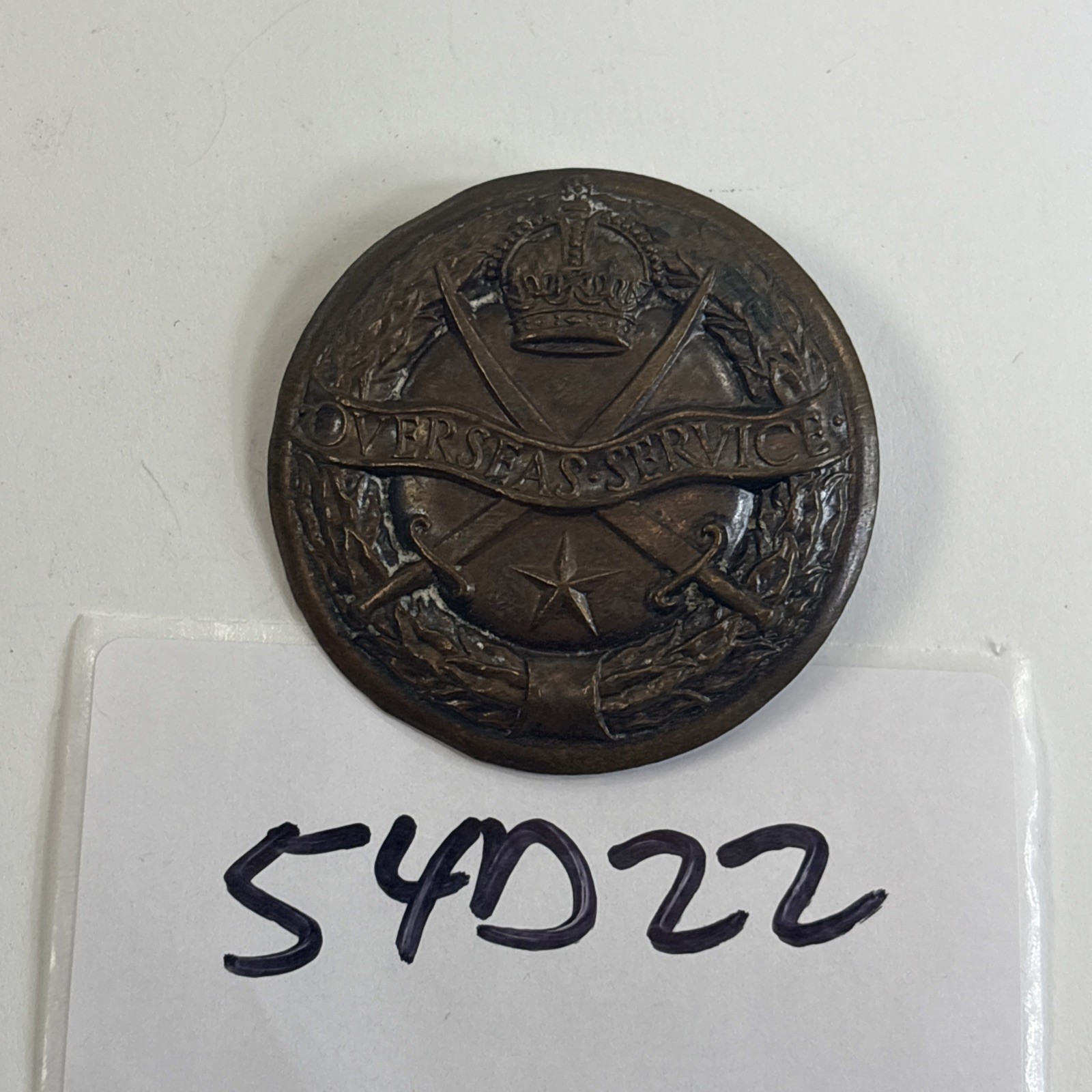 WW2 British Army Indian Overseas Service 1939-1945 Lapel Badge Award 54D22 WW2 British Army Indian Overseas Service 1939-1945 Lapel Badge Award 54D22