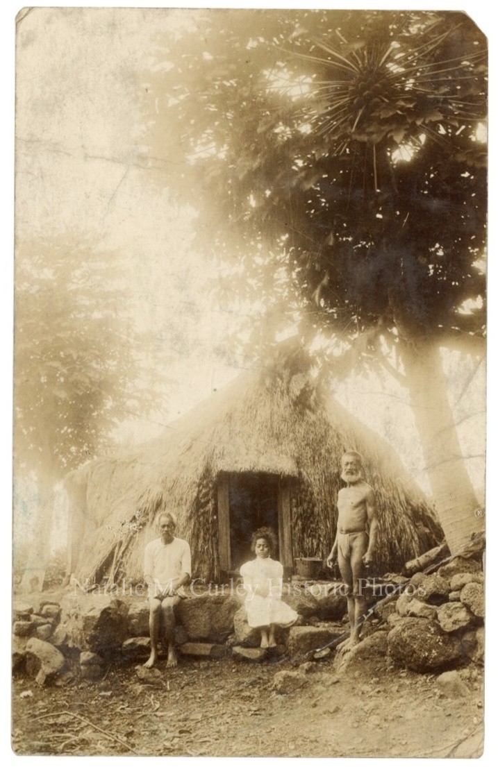 1910s Hawaii Native Indigenous Family Grass Hut Social History RPPC Photo