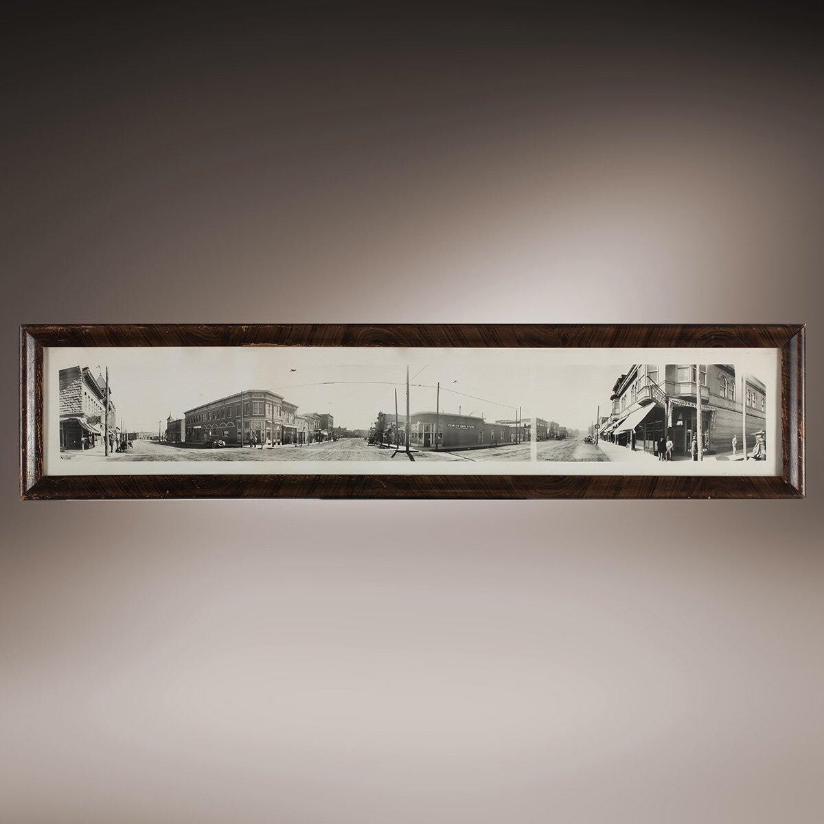 Circa 1900 Las Vegas New Mexico Panoramic Photo Original 45” Frame Antique Circa 1900 Las Vegas New Mexico Panoramic Photo Original 45” Frame Antique