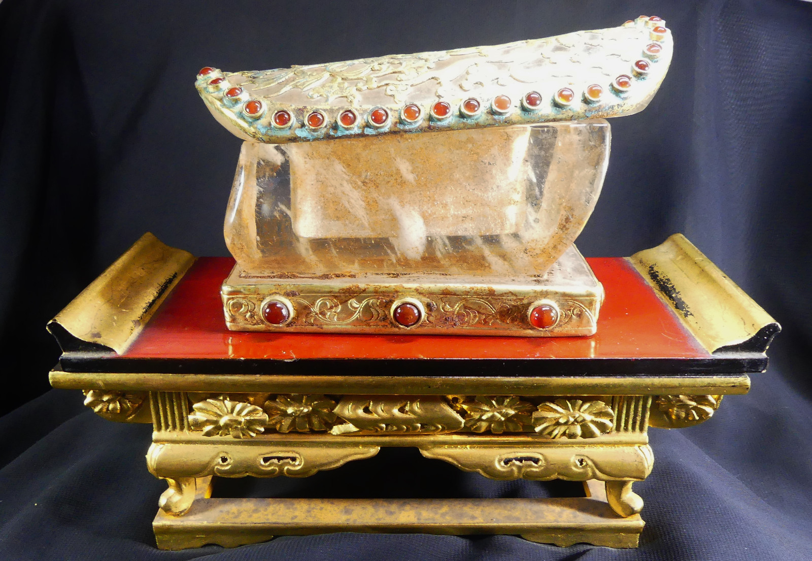 X-RARE Chinese Tang Dyn. Buddhist Reliquary Rock Crystal & Gilded Bronze Casket X-RARE Chinese Tang Dyn. Buddhist Reliquary Rock Crystal & Gilded Bronze Casket