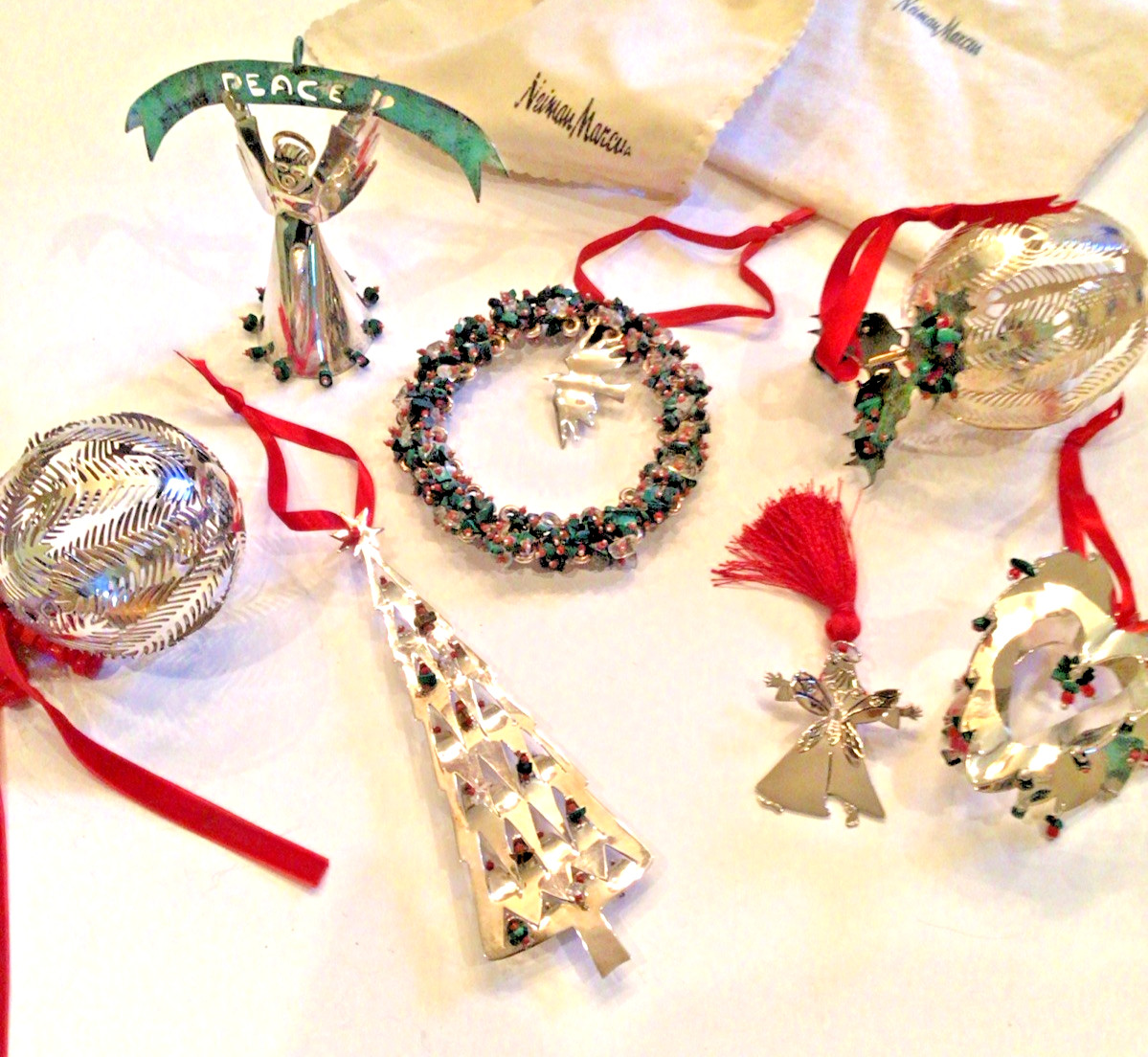 6 EMILIA CASTILLO STERLING CHRISTMAS ORNAMENTS VERY LARGE NEIMAN MARCUS NOS 6 EMILIA CASTILLO STERLING CHRISTMAS ORNAMENTS VERY LARGE NEIMAN MARCUS NOS