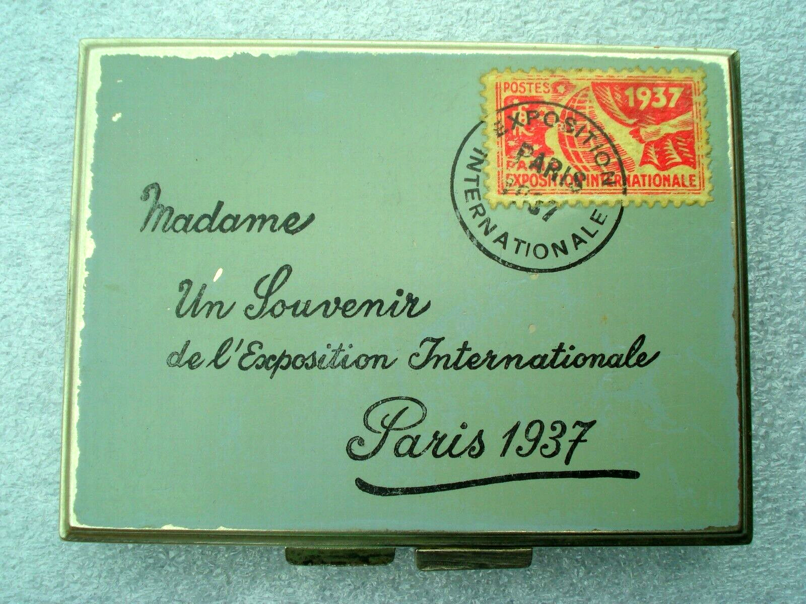 PARIS 1937 L’Exposition Internationale Compact Antique Deco Envelope Souvenir PARIS 1937 L’Exposition Internationale Compact Antique Deco Envelope Souvenir