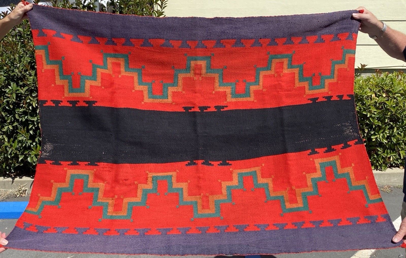 Circa 1880's to 1890's Native American Germantown Woman's Manta Rug Circa 1880's to 1890's Native American Germantown Woman's Manta Rug