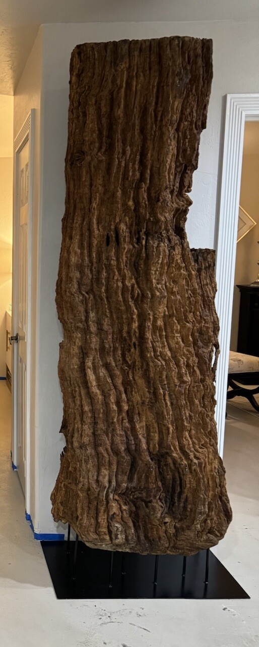Extremely RARE Huge Petrified Wood Log 8ft On Rebar Art Piece Extremely RARE Huge Petrified Wood Log 8ft On Rebar Art Piece