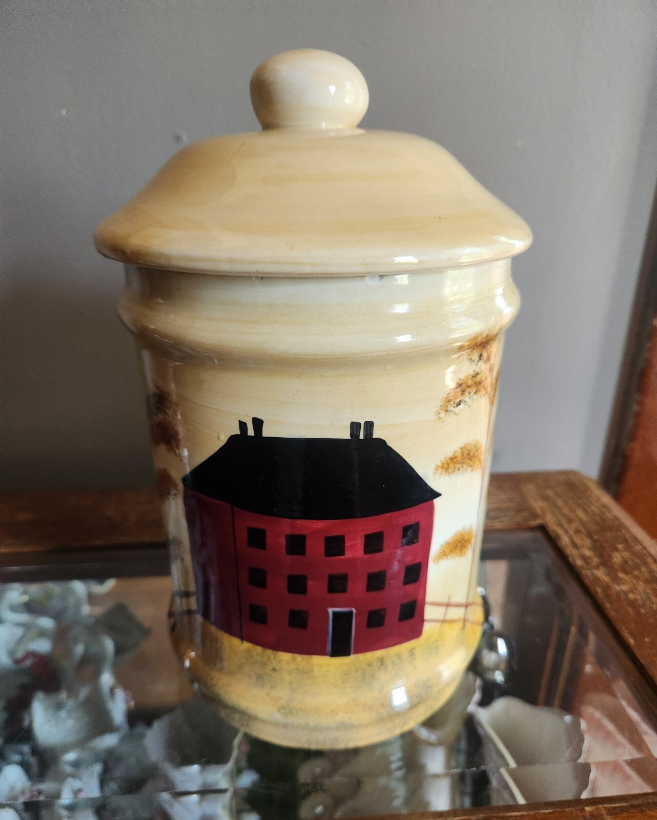 Casa Vero by Ack - Cookie Jar or Canister Red 3-story Building and Trees