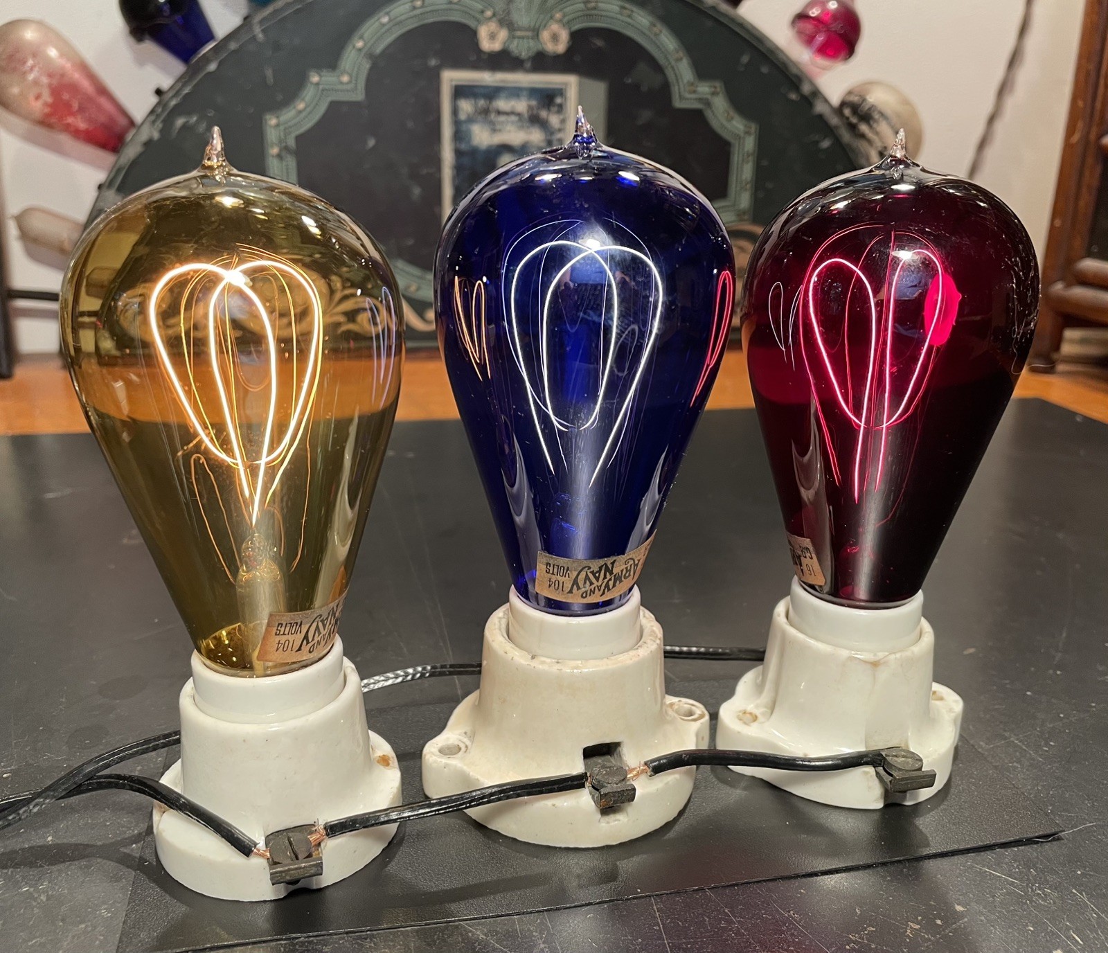 antique light bulb Thomson Houston bulb Edison bulb era WORKING x3