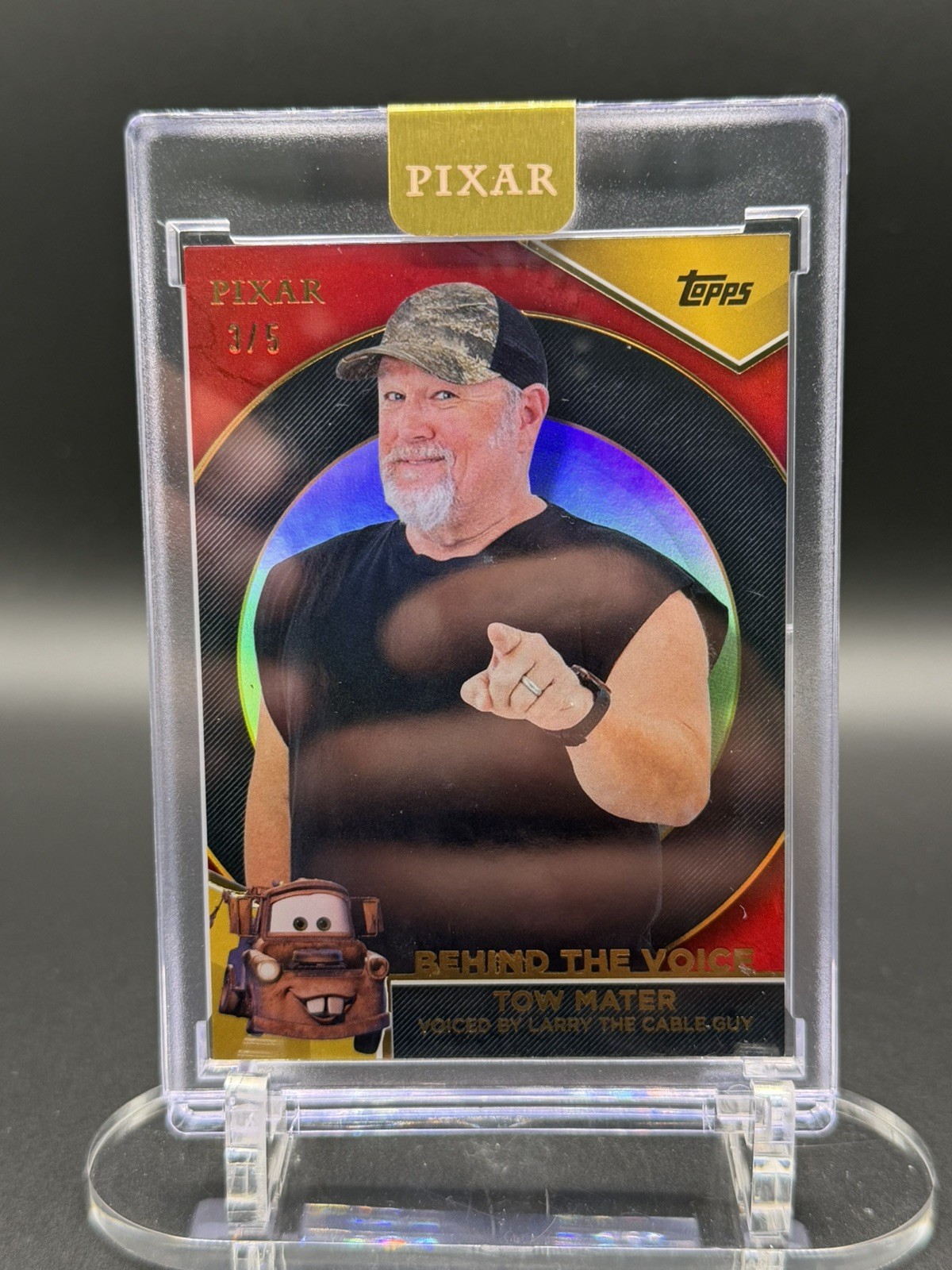 Topps Disney Pixar Gold Behind The Voice Larry the Cable Guy - Tow Mater /5 Topps Disney Pixar Gold Behind The Voice Larry the Cable Guy - Tow Mater /5