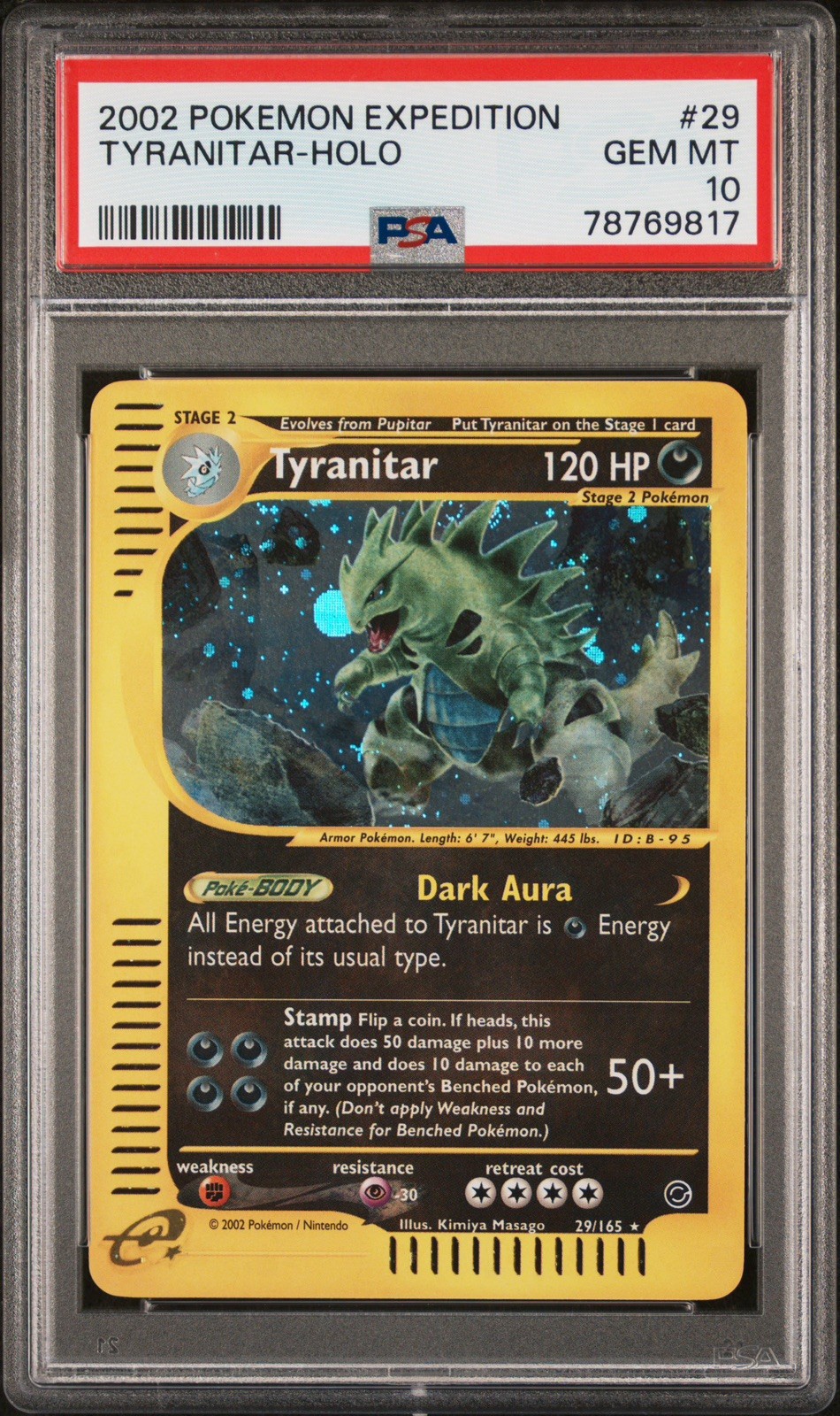 2002 POKEMON EXPEDITION #29 TYRANITAR-HOLO PSA 10 W/ SWIRL ๐ฆโจ๐ 2002 POKEMON EXPEDITION #29 TYRANITAR-HOLO PSA 10 W/ SWIRL ๐ฆโจ๐